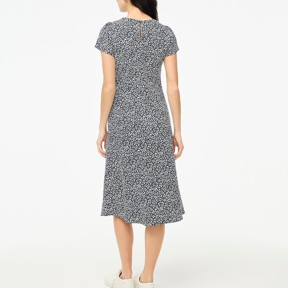 J. Crew Navy & White Floral Crepe Midi Dress – Size 10 (NWOT) - Picture 2 of 10